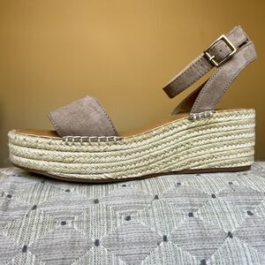 Kelly & Katie Taupe Suede Espadrille Platform Sandals